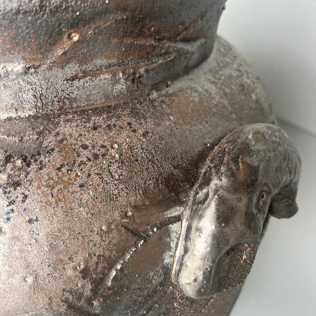 信楽焼傘立て  金彩壺 高さ43cm