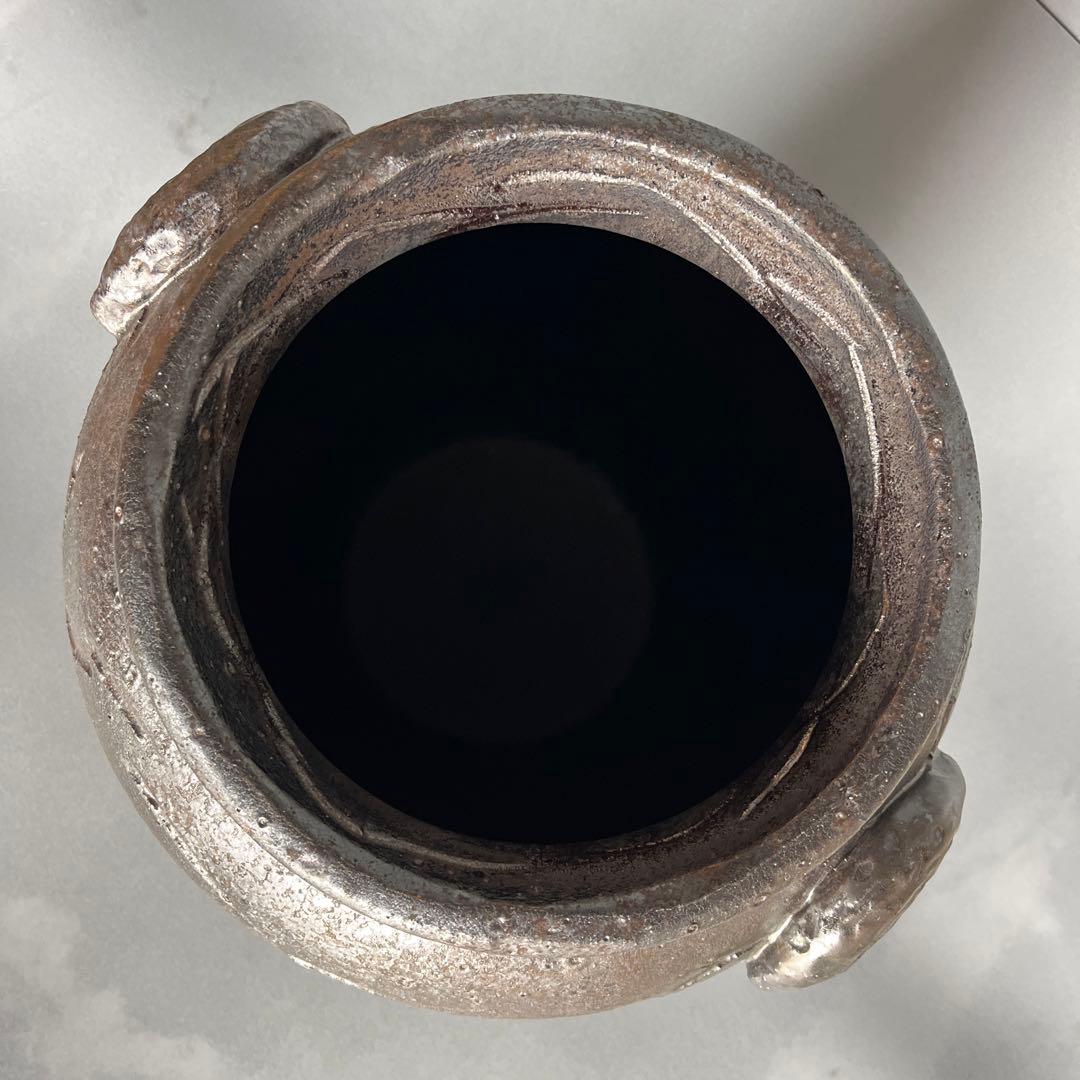 信楽焼傘立て  金彩壺 高さ43cm