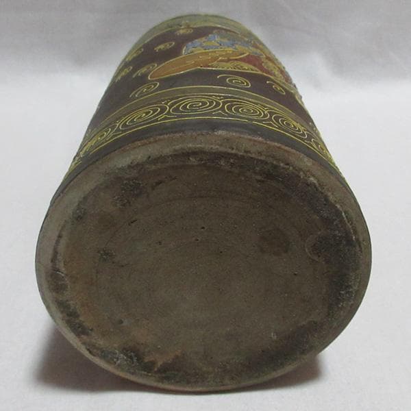 古い薩摩焼いっちん描きイッチン技法陶器陶磁器徳利とっくり明治大正