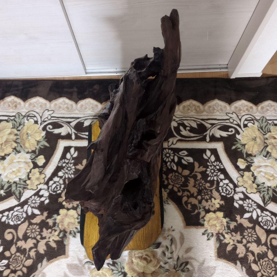自然木彫刻 置物 ダークブラウン