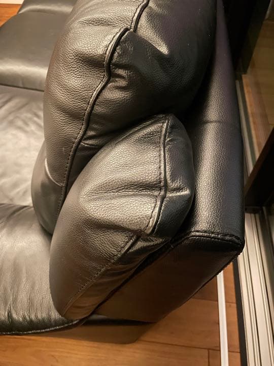 【値下げ】本革カウチソファ　ブラック