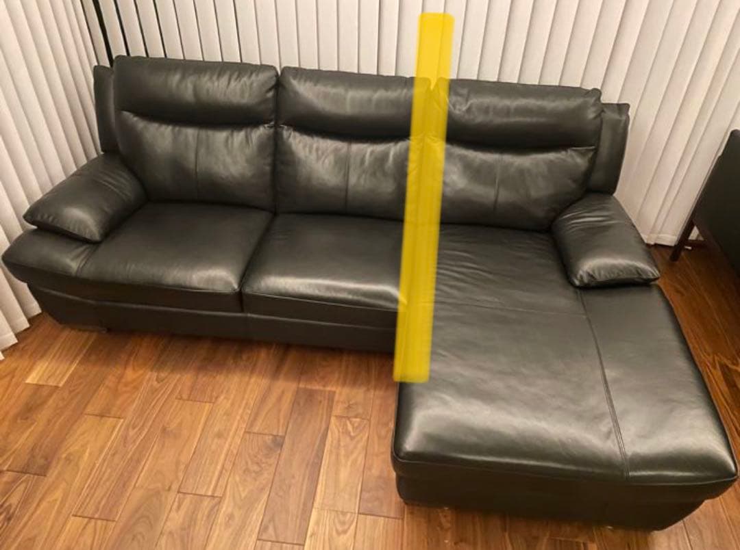 【値下げ】本革カウチソファ　ブラック