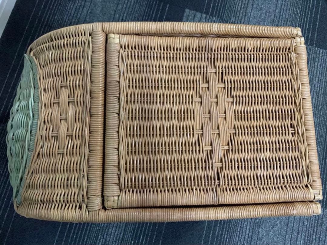 希少　80s ラタン製　バス型　収納ボックス　昭和レトロ　収納ケース　レトロ雑貨