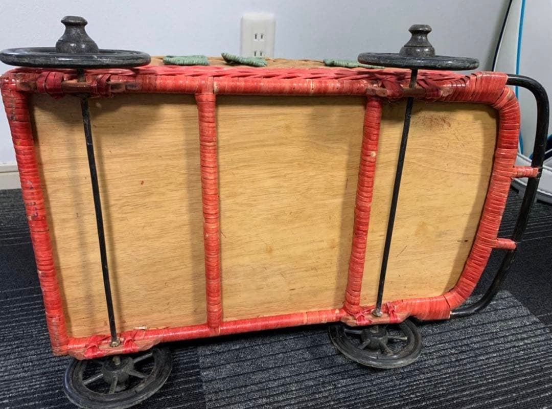 希少　80s ラタン製　バス型　収納ボックス　昭和レトロ　収納ケース　レトロ雑貨