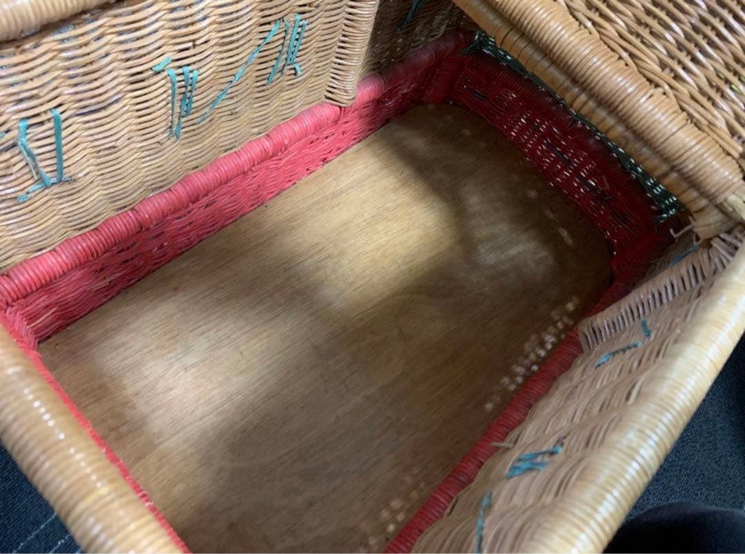 希少　80s ラタン製　バス型　収納ボックス　昭和レトロ　収納ケース　レトロ雑貨