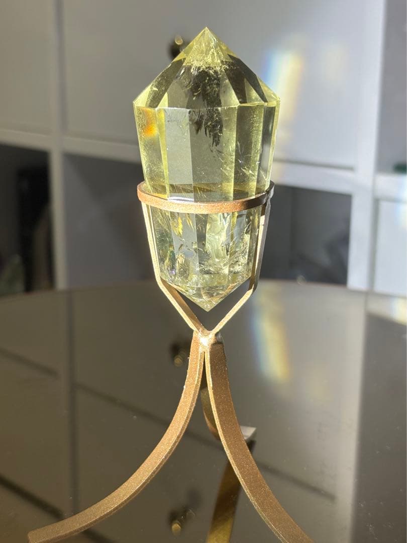 レア　高品質　シトリン　BIGサイズ　12面体　ヴォーゲルワンド　スタンド付き