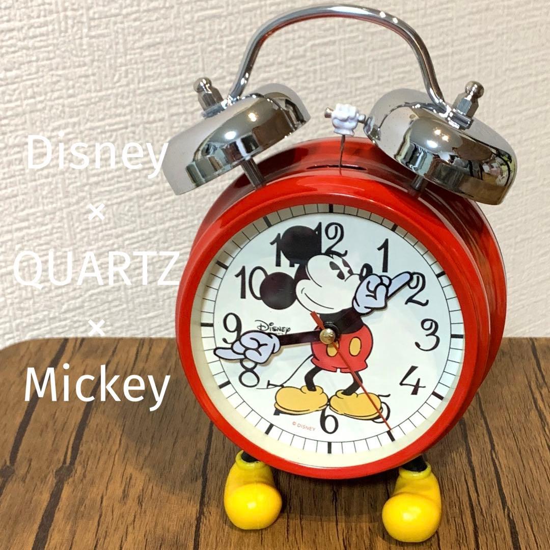 Disney ディズニー ミッキーマウス 置時計 目覚まし時計 赤 レトロ