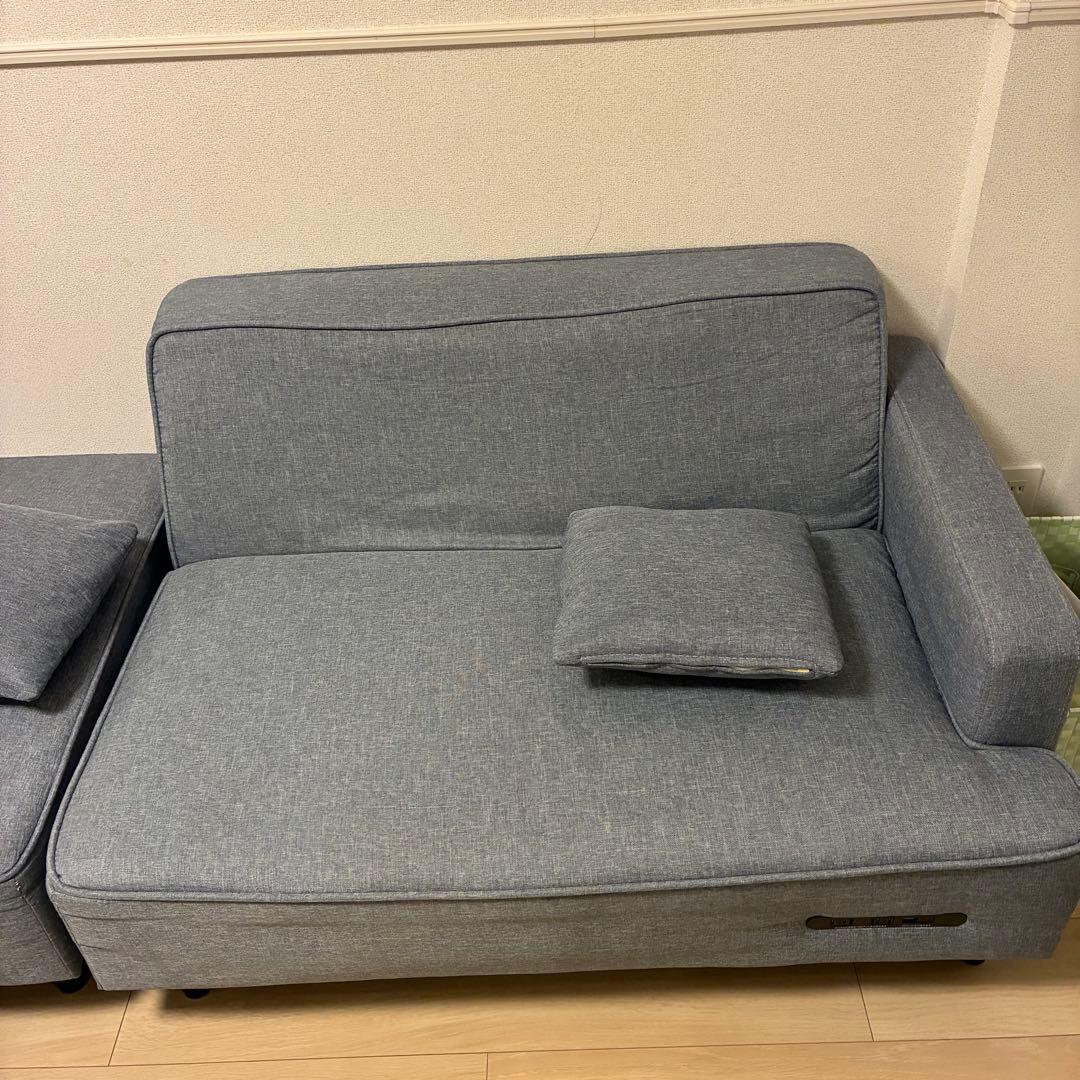 引き取り限定　2人掛けファブリックソファ