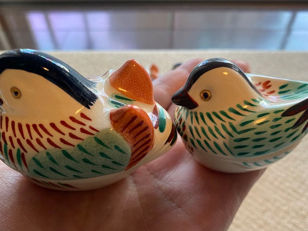 珍味入れ　仁清おしどり オス5客メス5客ペア珍味入れ合計10客(香合) 京焼