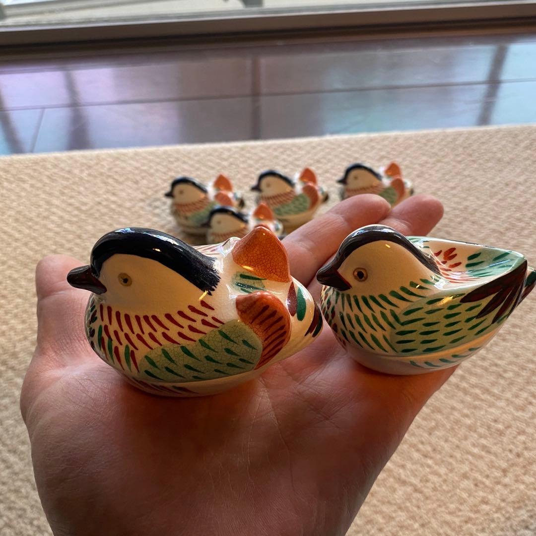 珍味入れ　仁清おしどり オス5客メス5客ペア珍味入れ合計10客(香合) 京焼