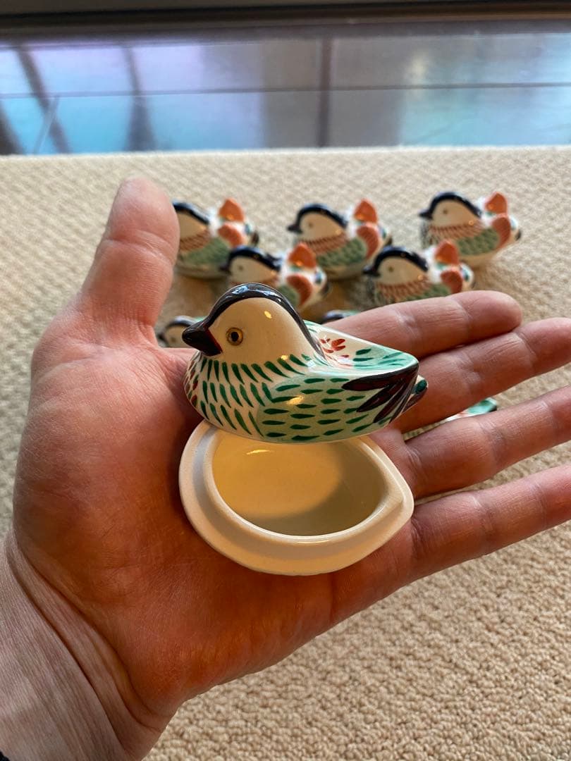 珍味入れ　仁清おしどり オス5客メス5客ペア珍味入れ合計10客(香合) 京焼