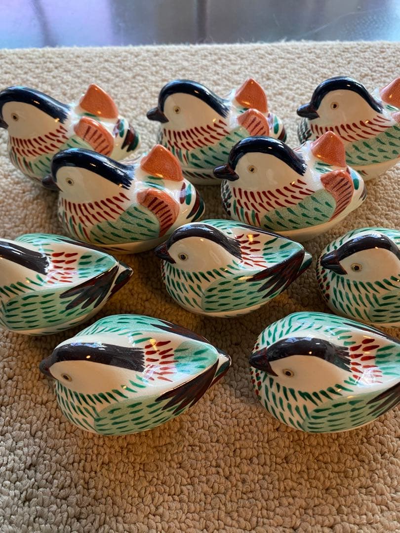 珍味入れ　仁清おしどり オス5客メス5客ペア珍味入れ合計10客(香合) 京焼