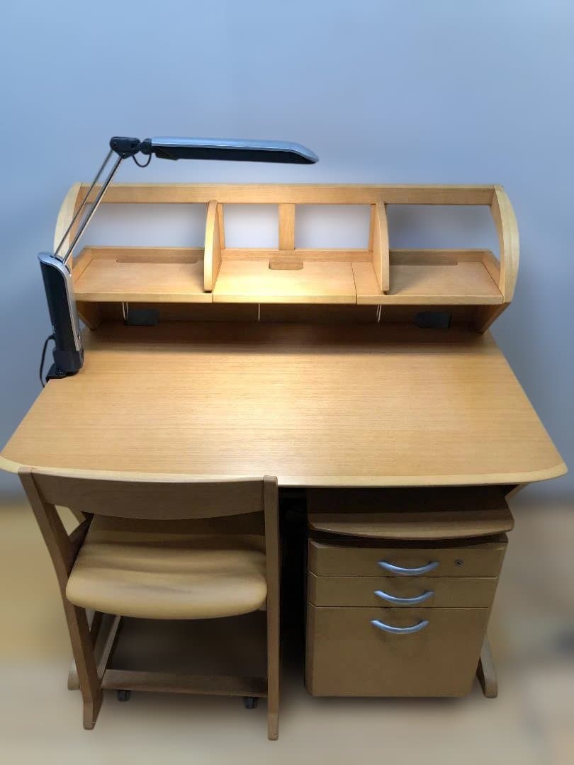 ①デスク　料無料 カリモク 学習机4点セット ナチュラル 勉強机　88321