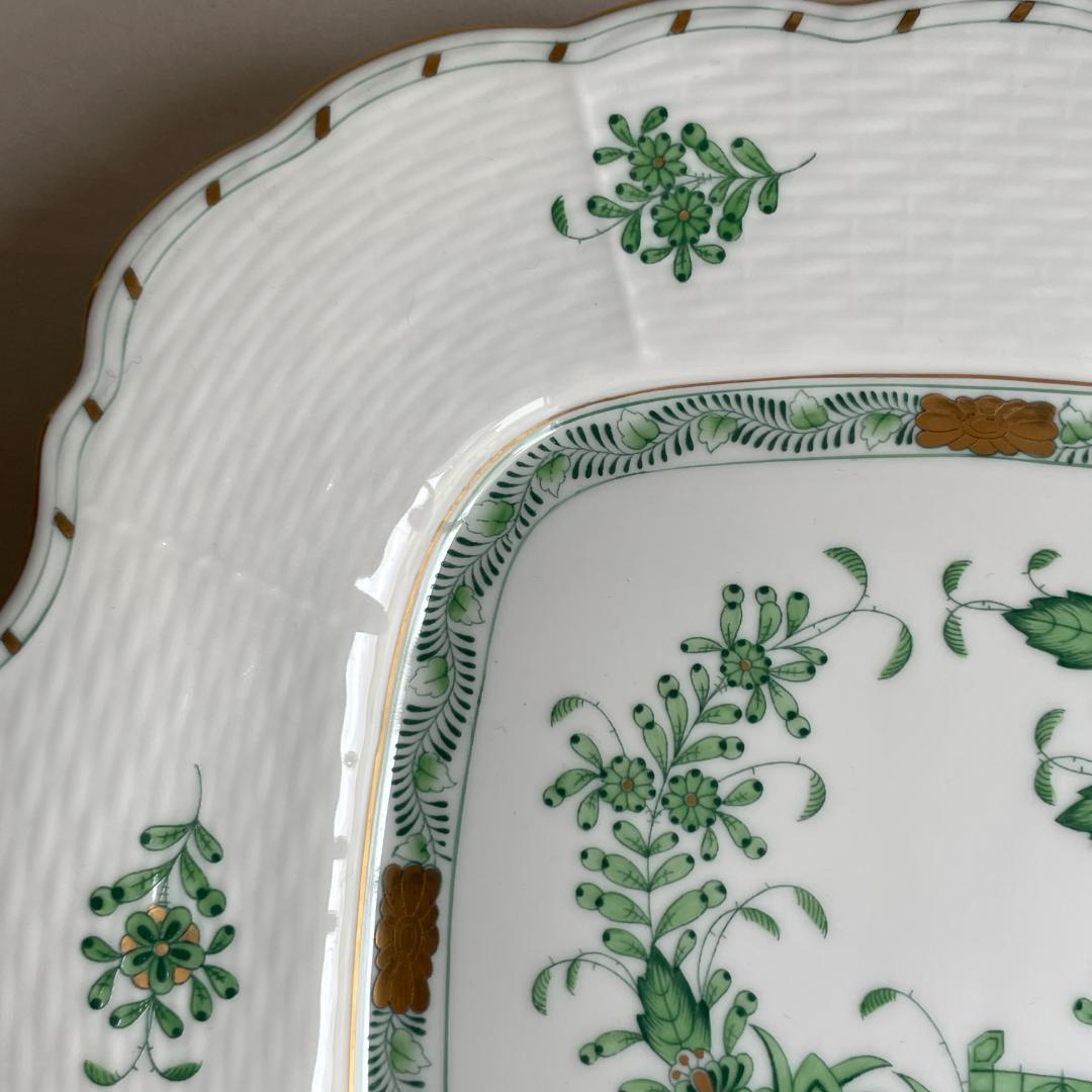 ヘレンド インドの華 スクエアプレート 耳付き