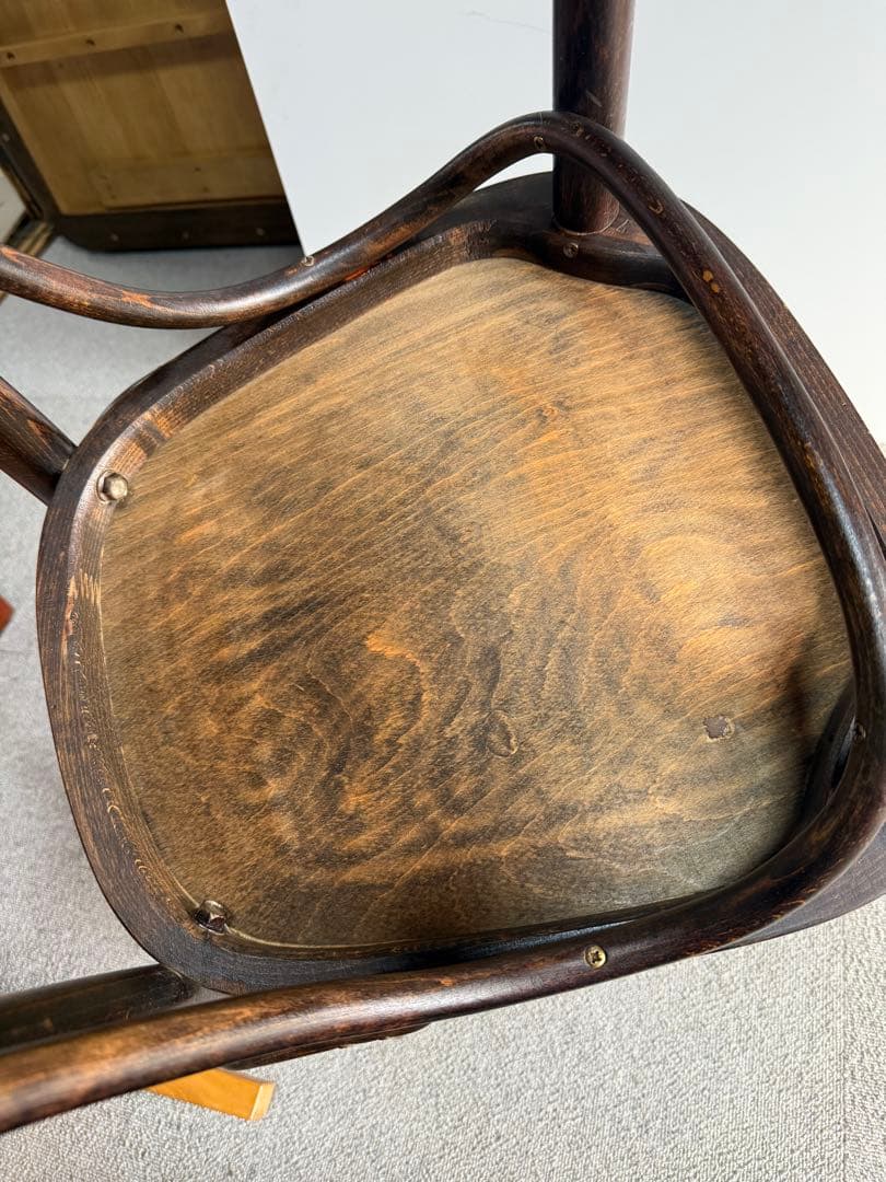 ヴィンテージ 木製 クロスバックチェア 彫刻座面 カフェチェア 椅子