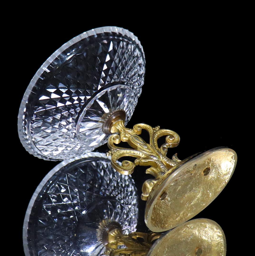 オールド・バカラ ドルフィン台座ブロンズ装飾切子 コンポート ディアマン・ビゾー