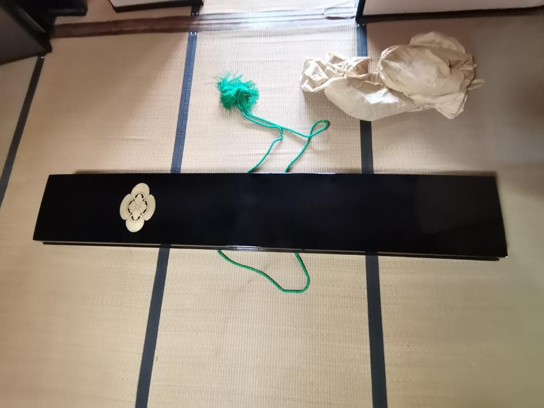 お琴　漆ケース付き　デッドストック　未使用品　内袋・外袋付き　木瓜家紋　-KKI