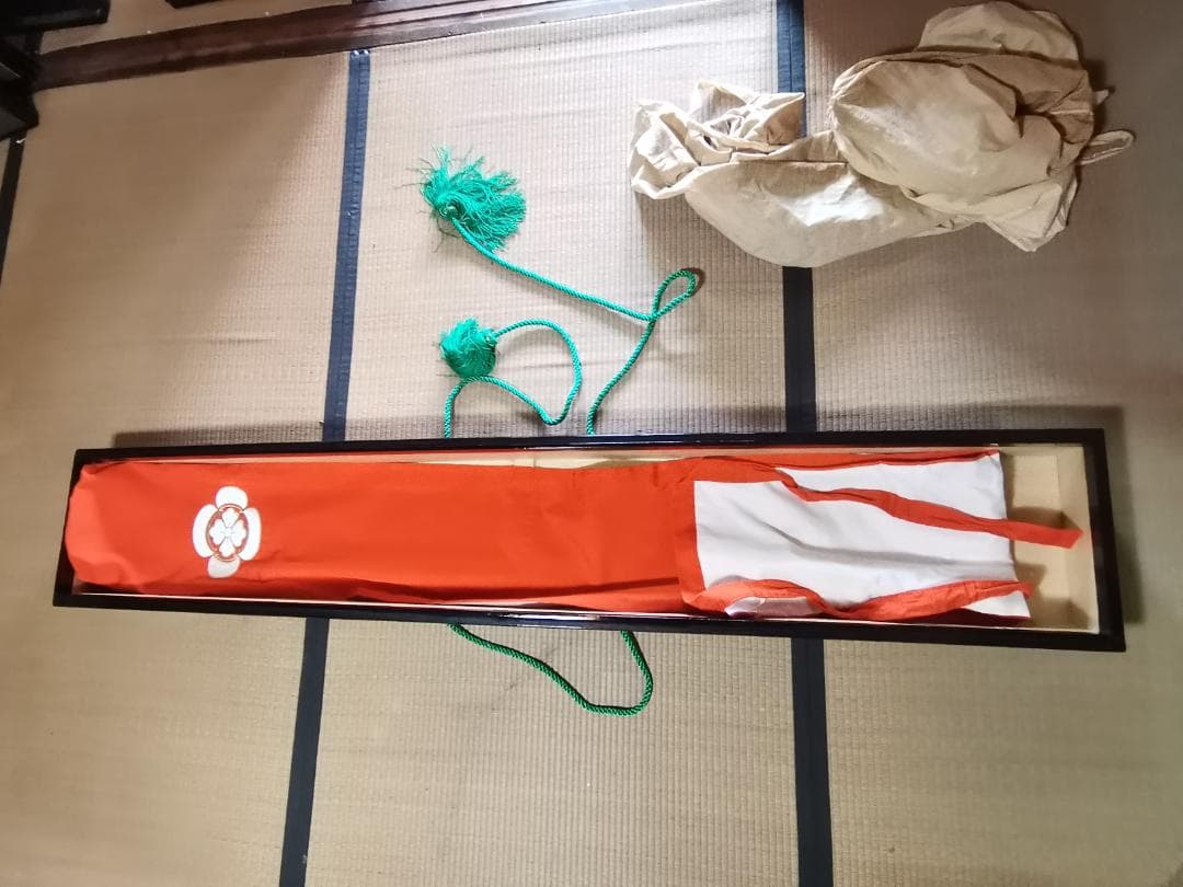 お琴　漆ケース付き　デッドストック　未使用品　内袋・外袋付き　木瓜家紋　-KKI