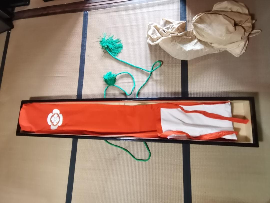 お琴　漆ケース付き　デッドストック　未使用品　内袋・外袋付き　木瓜家紋　-KKI