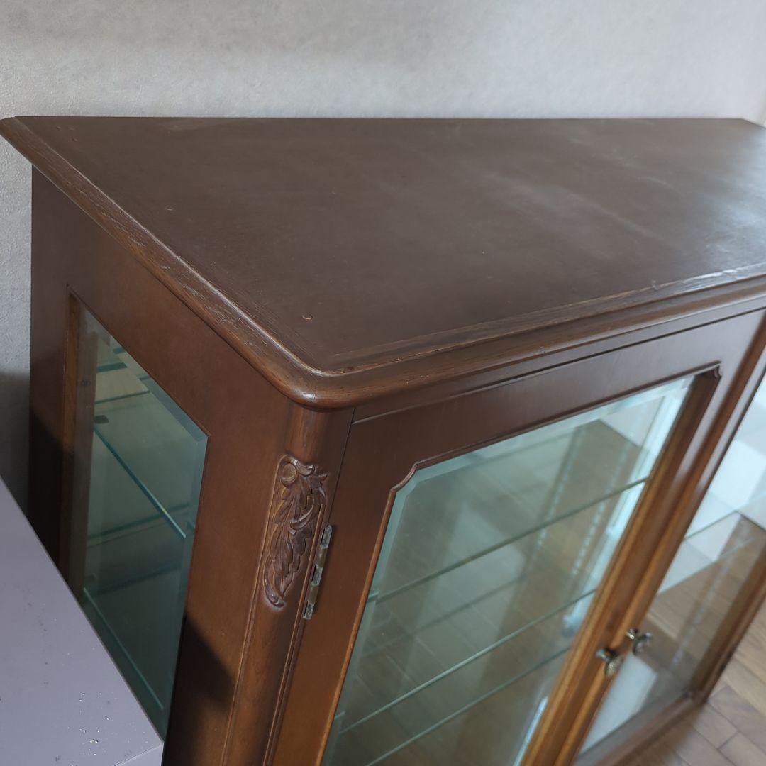 ガラスケース　飾り棚 ガラス　ショーケース　木製キャビネット　キャビネット　丸川