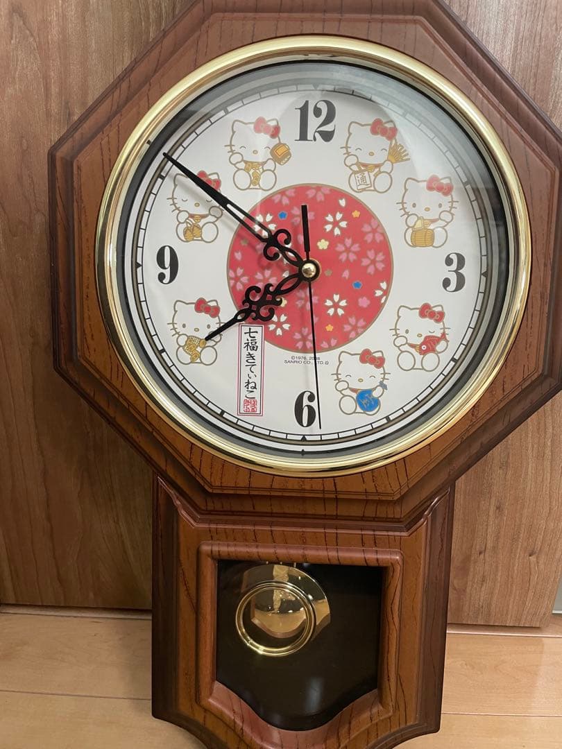 希少！七福きてぃねこ 壁掛け時計 振り子時計 ハローキティ - メルカリ