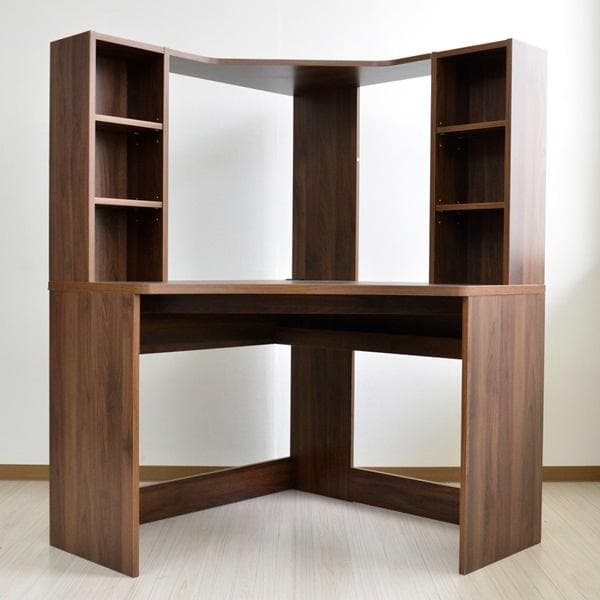 【新品・送料無料】パソコンデスク L字型 コーナー 机 ブラウン 北欧風