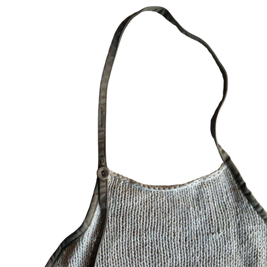 【希少】KAPITAL 綿麻ハンドニットエプロン　キナリ