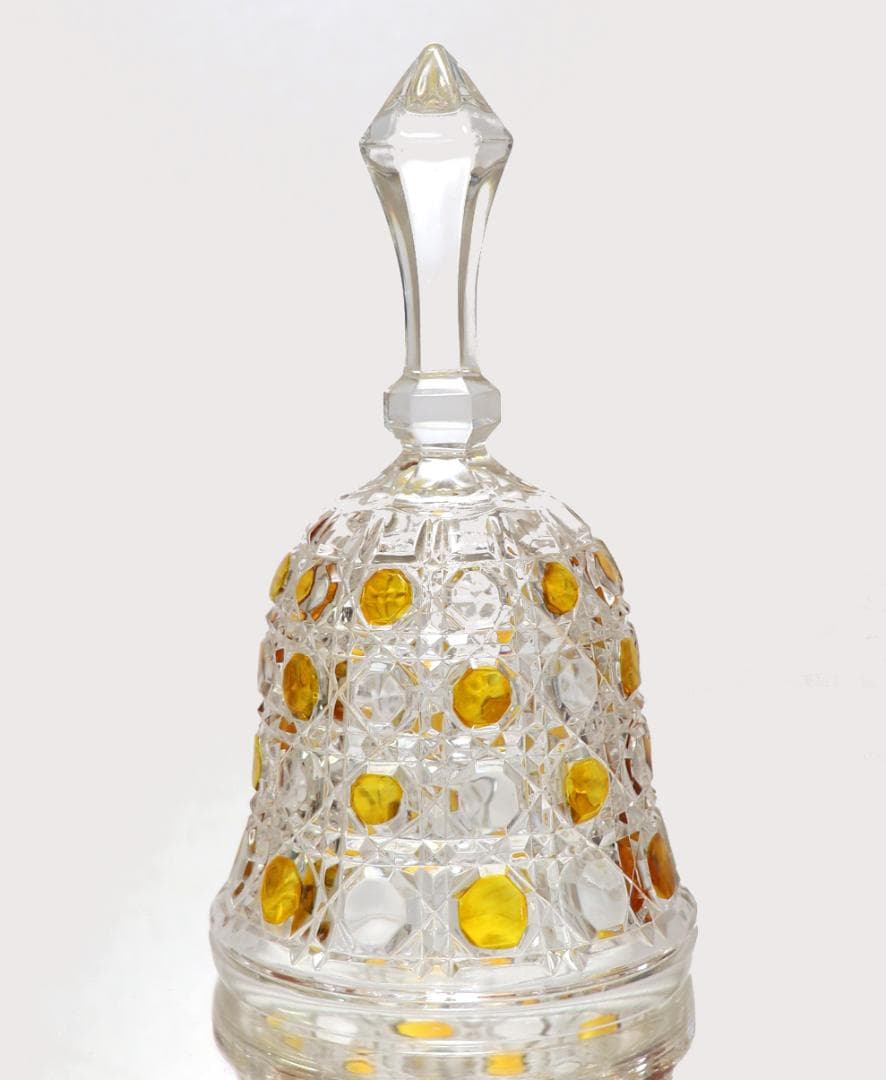 オールド・バカラ 上級作品 黄色被せ装飾大型15cm ディナーベル ディアマン