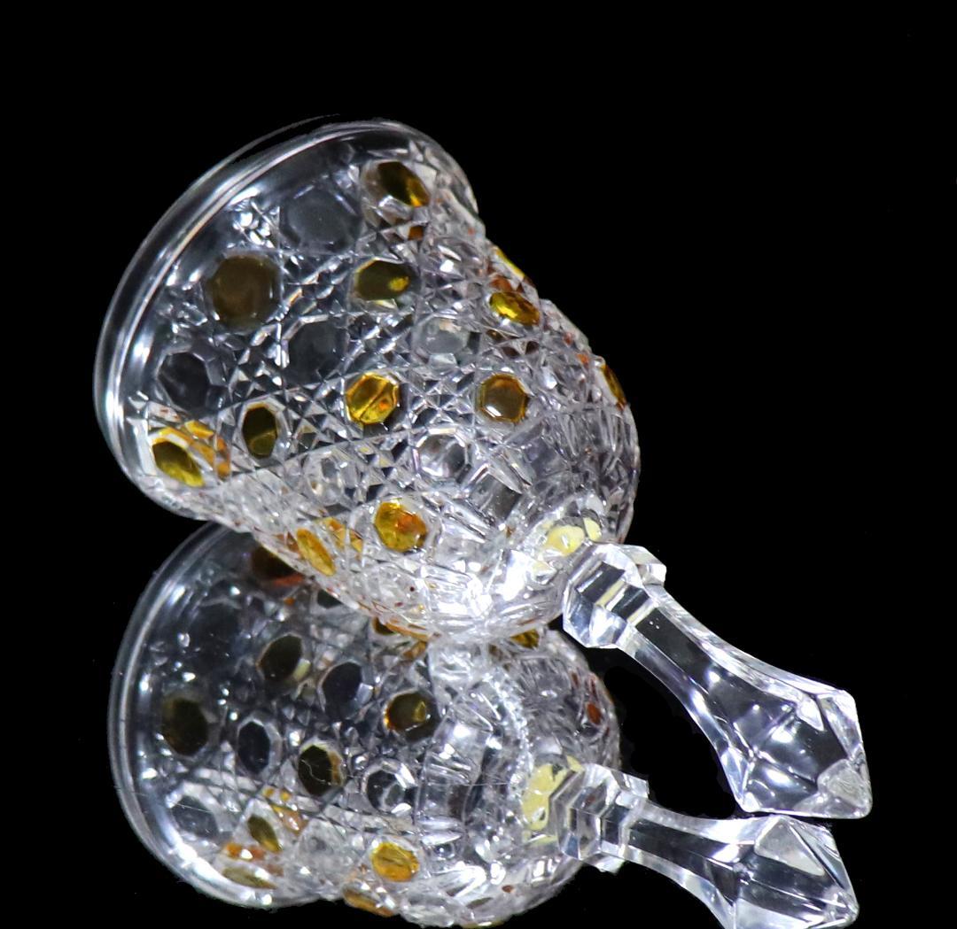 オールド・バカラ 上級作品 黄色被せ装飾大型15cm ディナーベル ディアマン