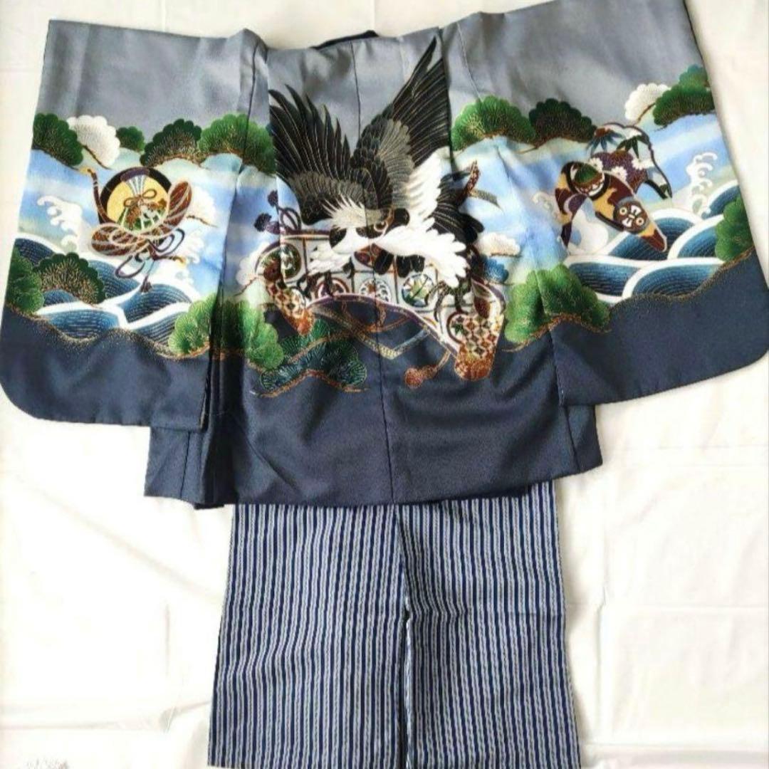 七五三　袴　子供用着物セット 鷹と鯉の刺繍