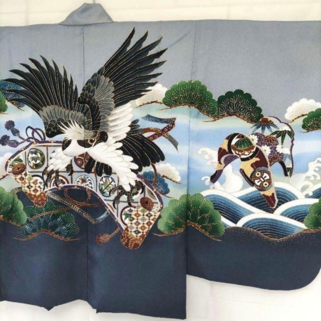 七五三　袴　子供用着物セット 鷹と鯉の刺繍