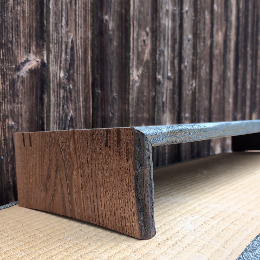 古材栗板リメイク　重厚な超ローテーブル　シェルフ　置台などに