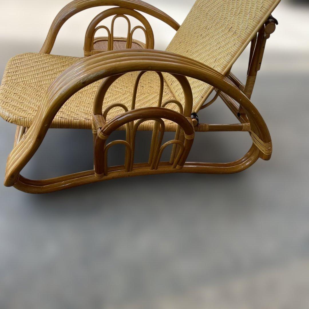 ꧁籐家具꧂ ラタン リクライニングチェア 籐　折りたたみ