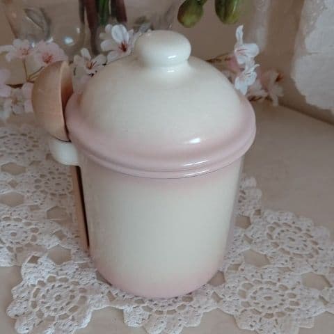 ❦レア・希少❦ 浪漫·デ·イマン／ほのか＊ホーロー製 木製スプーン付キャニスター