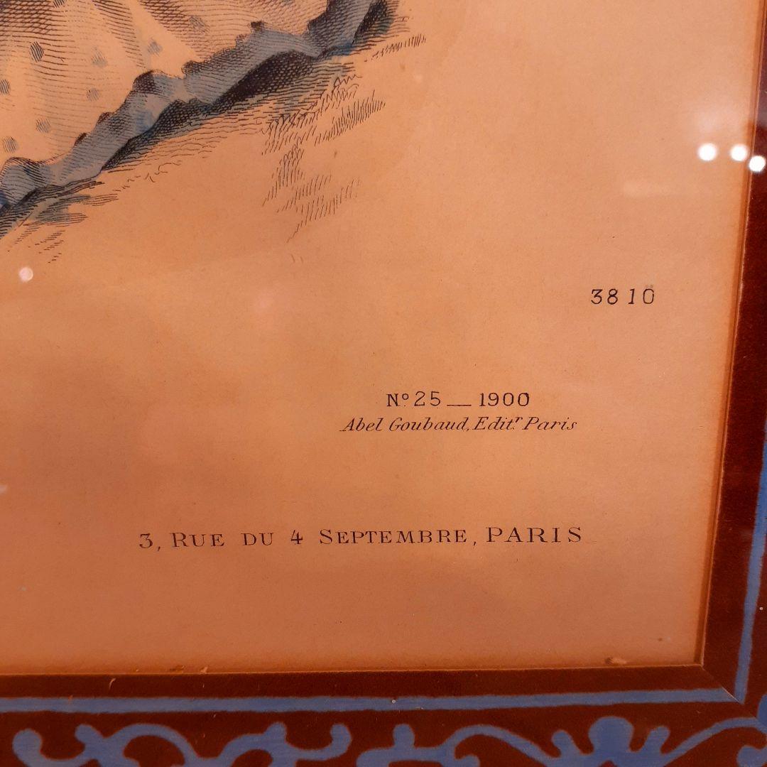 貴重1900年作品絵画『100年前のフランス貴婦人』手彩色アンティーク