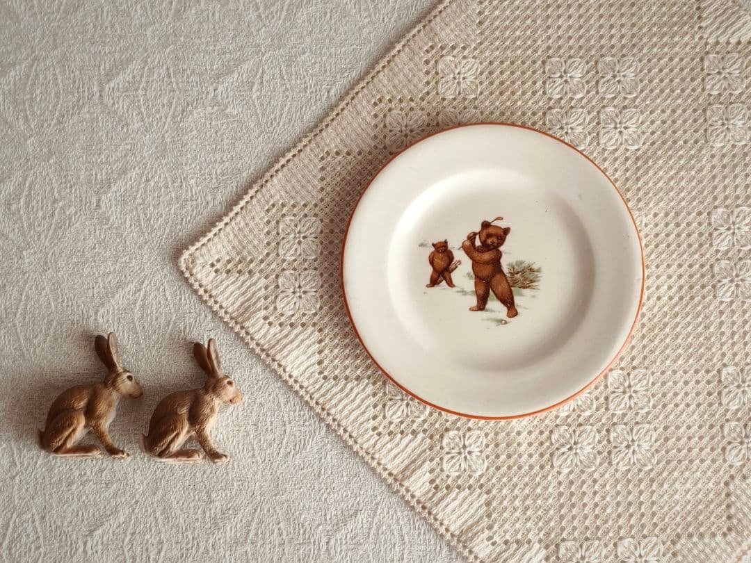 * vintage plate ❀ 愉快なクマさん プレート 13.5 cm