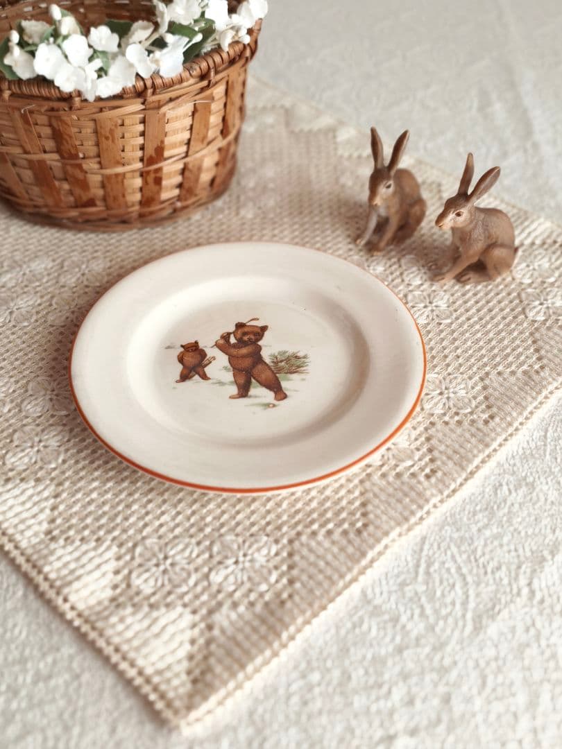 * vintage plate ❀ 愉快なクマさん プレート 13.5 cm