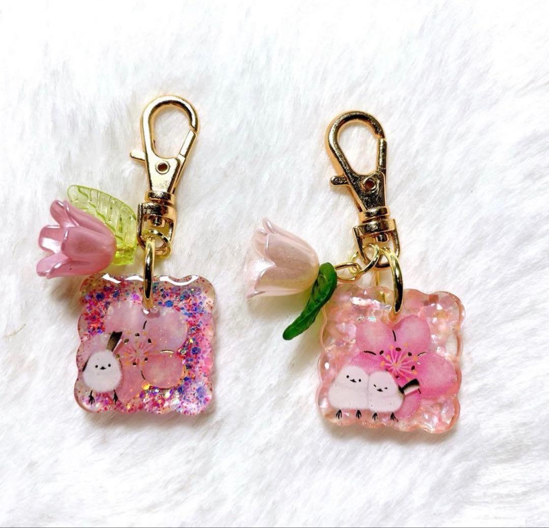 シマエナガ❁⃘*.゜レジンチャーム 桜