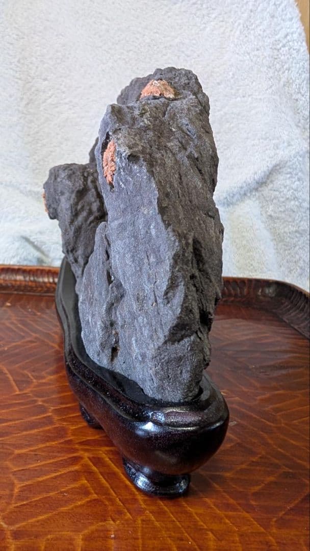 赤花菊花石 鑑賞石 盆石