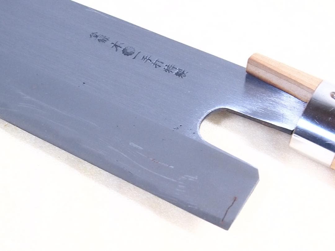 【美品】越前刃物 スウェーデン鋼 麵切り包丁/そば切り包丁/蕎麦切り包丁 菊紋