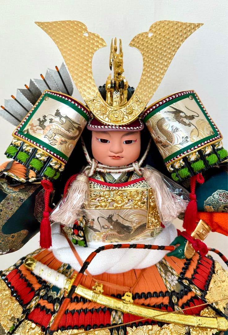 五月人形　子供大将飾　黑一曙 峰月　鎧着武者人形　端午の節句