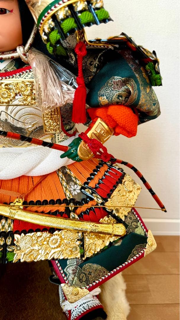 五月人形　子供大将飾　黑一曙 峰月　鎧着武者人形　端午の節句