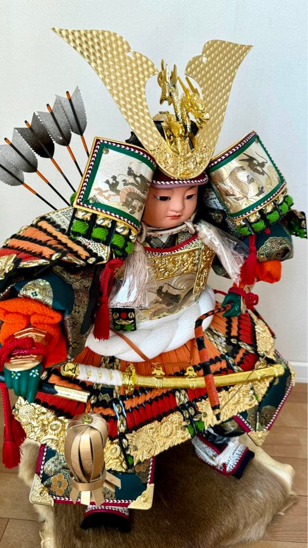 五月人形　子供大将飾　黑一曙 峰月　鎧着武者人形　端午の節句