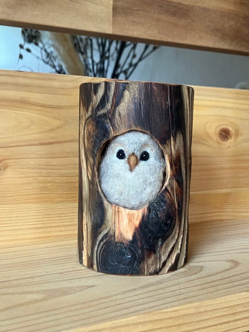 羊毛フェルト　エゾフクロウの赤ちゃん