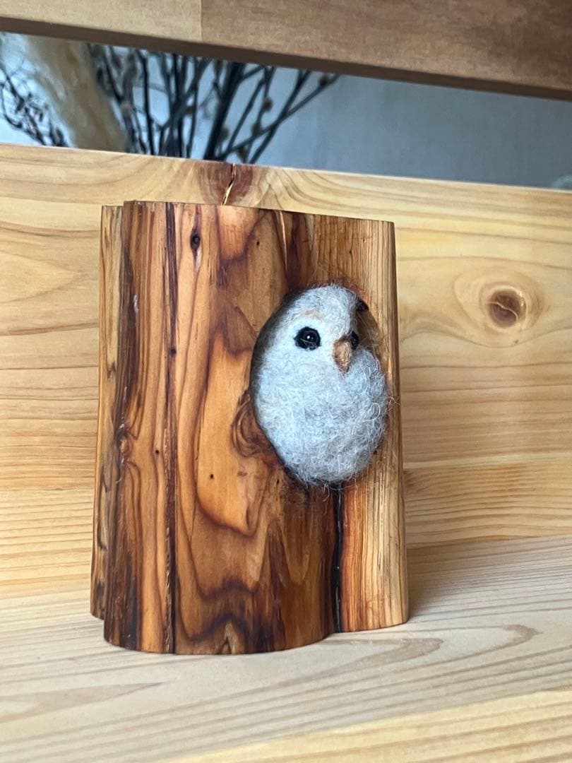 羊毛フェルト　エゾフクロウの赤ちゃん