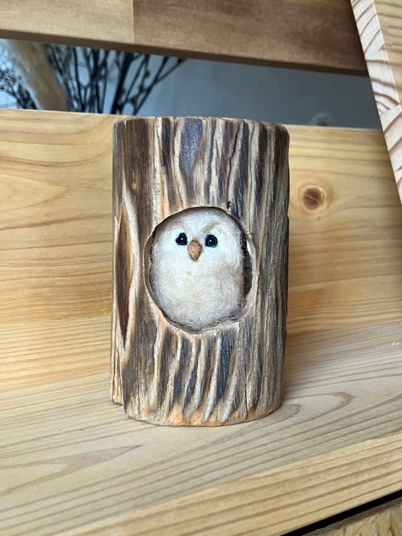 羊毛フェルト　エゾフクロウの赤ちゃん