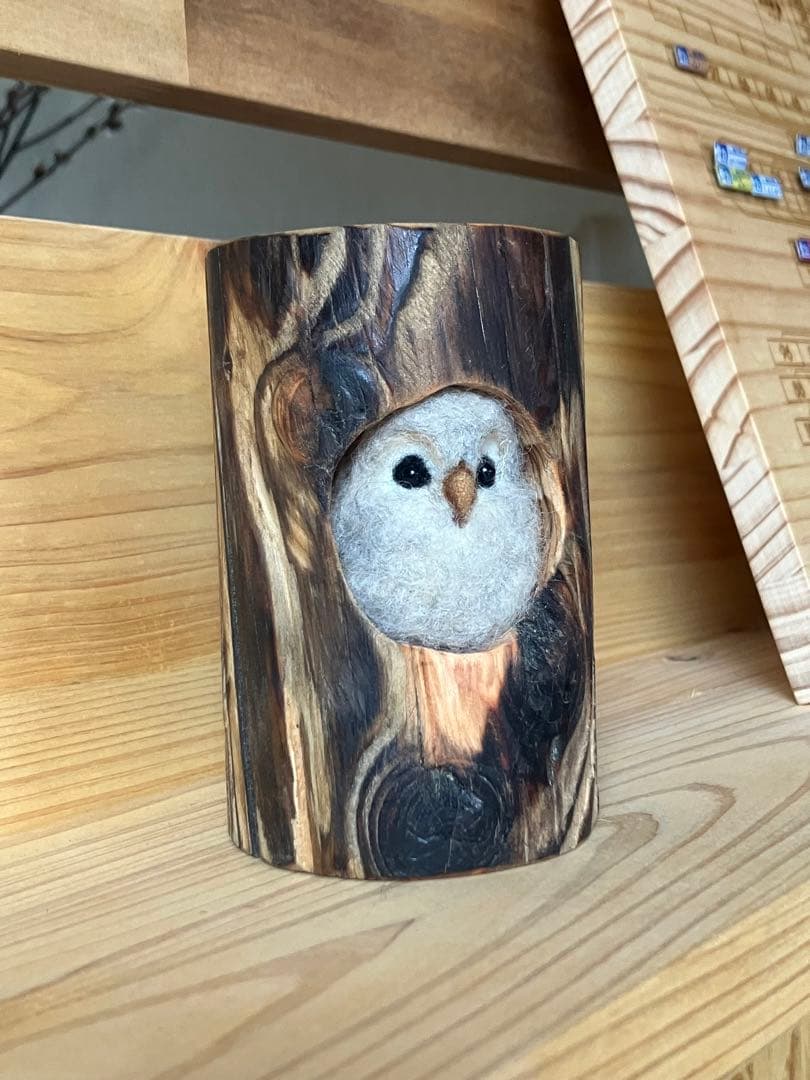 羊毛フェルト　エゾフクロウの赤ちゃん