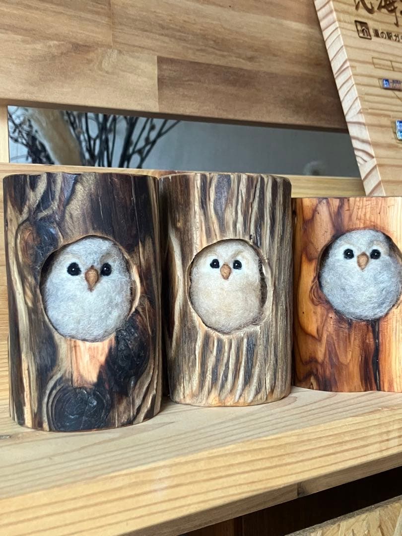 羊毛フェルト　エゾフクロウの赤ちゃん