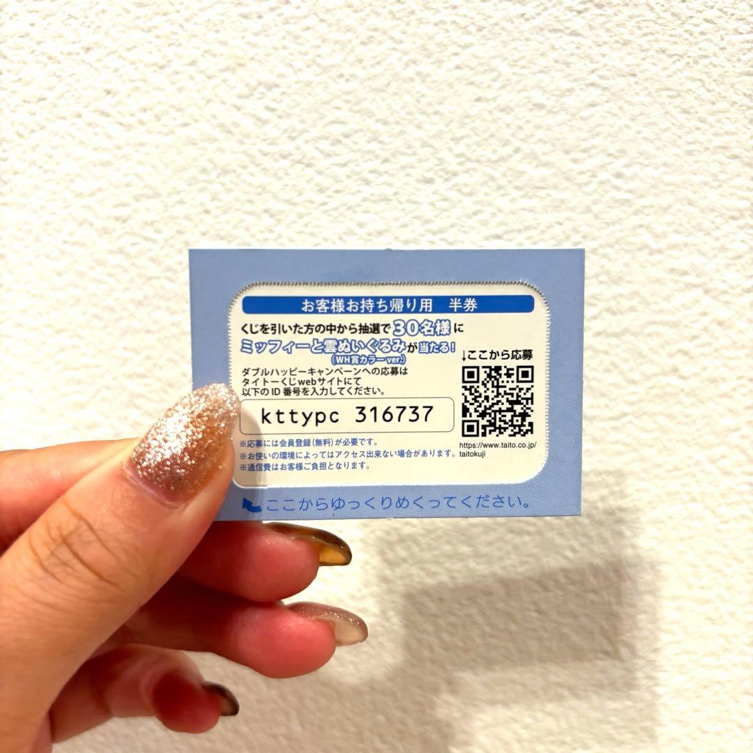 激レア】タイトーくじ ミッフィーと雲ぬいぐるみ WH賞 ダブルハッピー