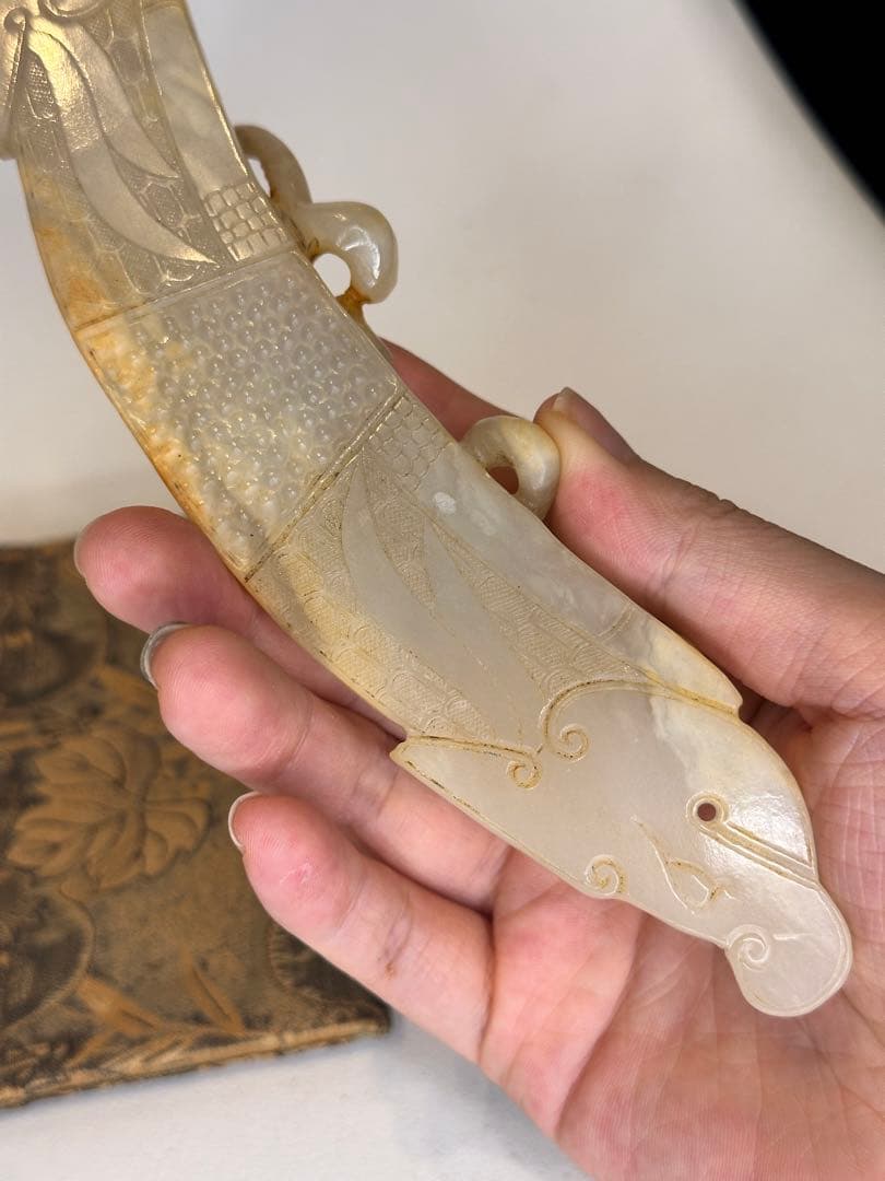 中国 古玉 瑞獣彫 玉佩 共袋 旧蔵品 コレクション